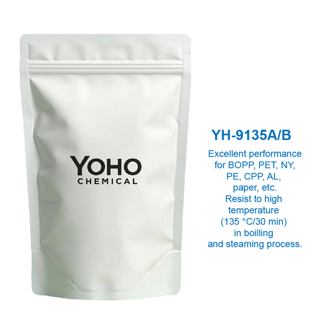 YH-9135 Adesivo/cola de poliuretano resistente ao vapor e à ebulição de alta temperatura para laminação a seco de bolsa de retorta 